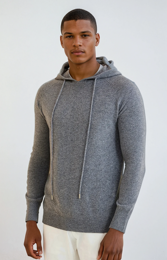 Cashmere grå hættetrøje