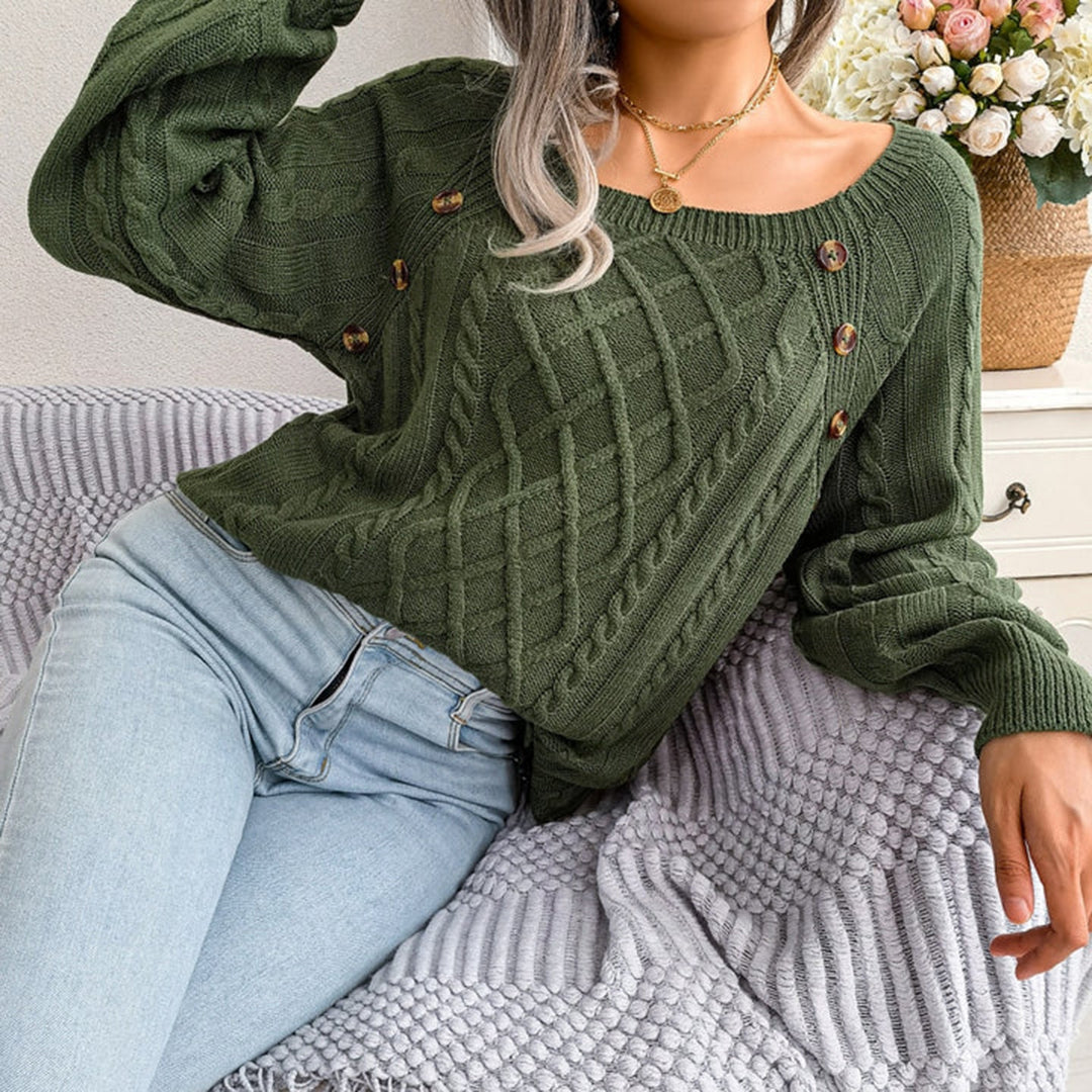 Strikket sweater med firkantet hals og twist