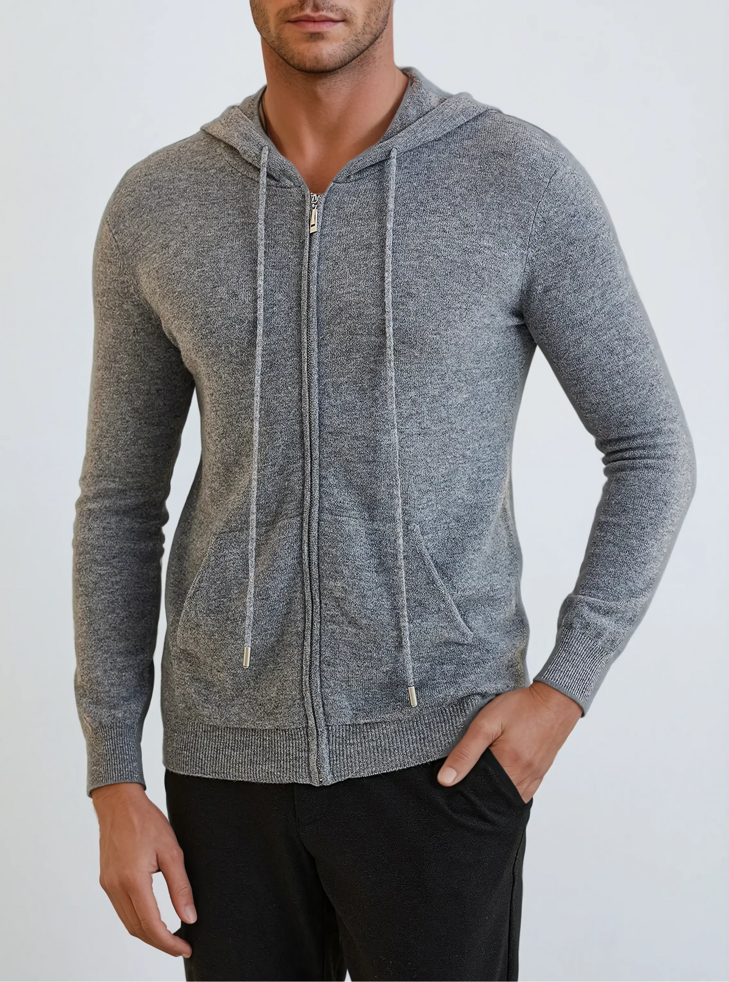 Essential Cashmere Grå hættetrøje