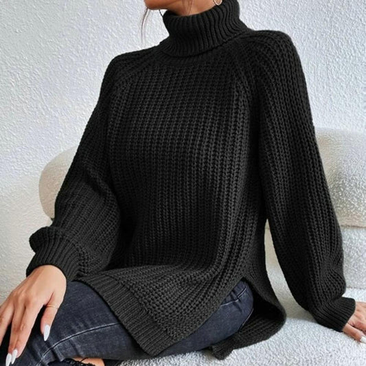 Trendy strikket rullekravesweater til kvinder