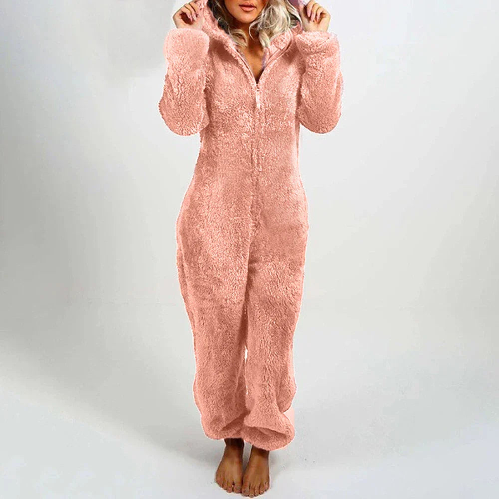Legesyg bamse-jumpsuit til kvinder