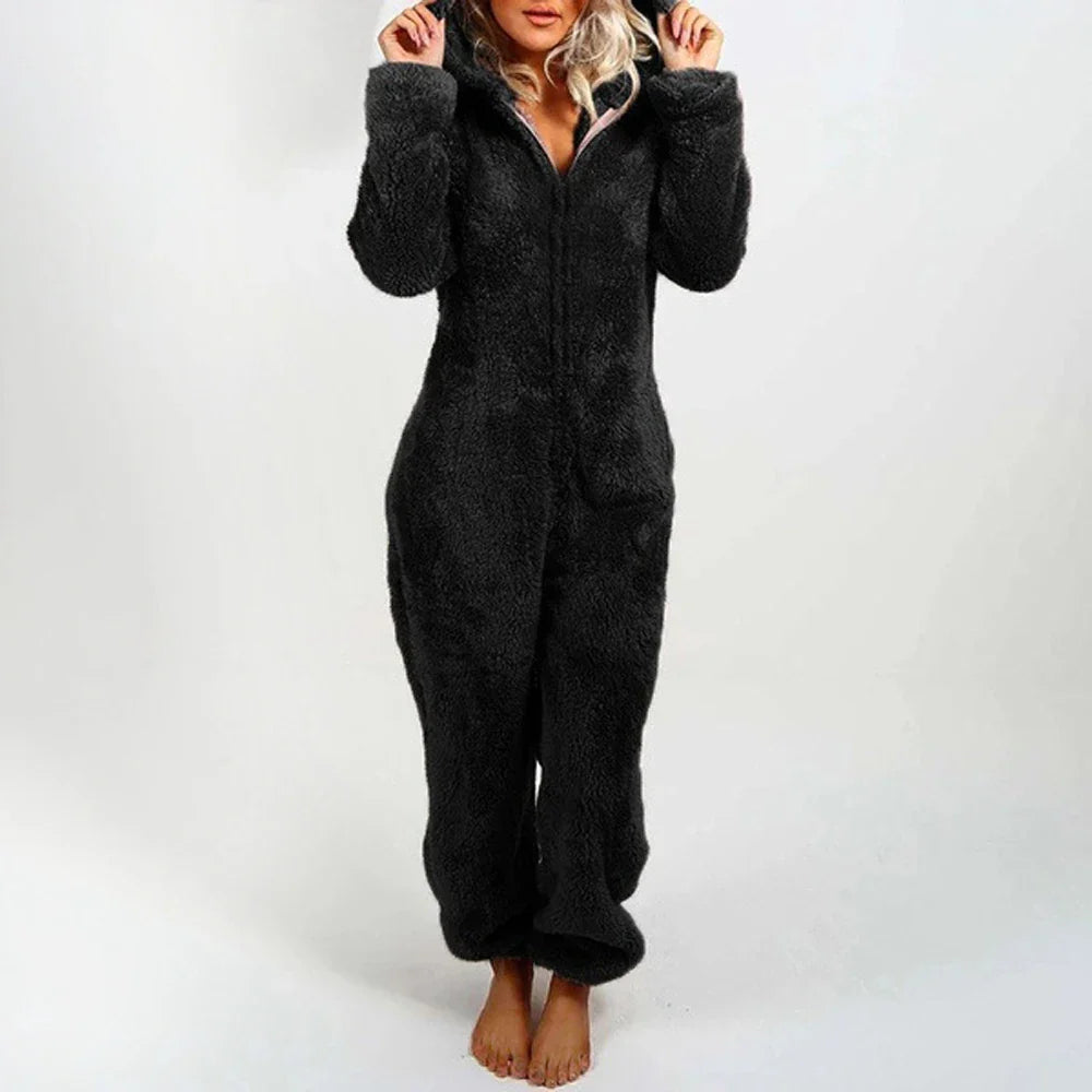 Legesyg bamse-jumpsuit til kvinder