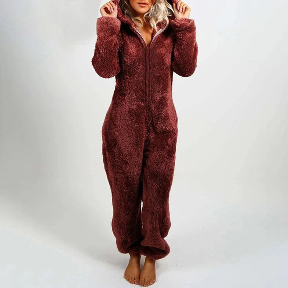 Legesyg bamse-jumpsuit til kvinder