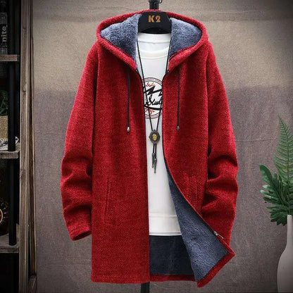 Strikket cardigan med hætte