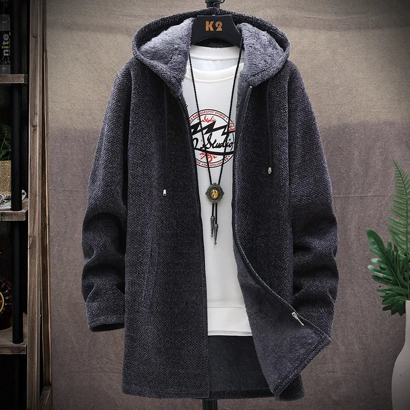 Strikket cardigan med hætte