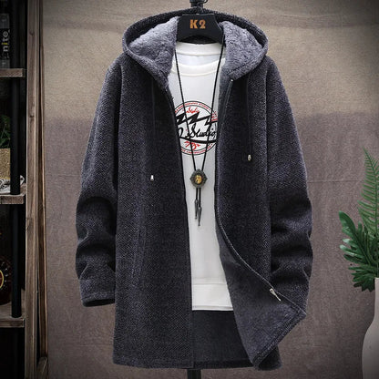 Strikket cardigan med hætte