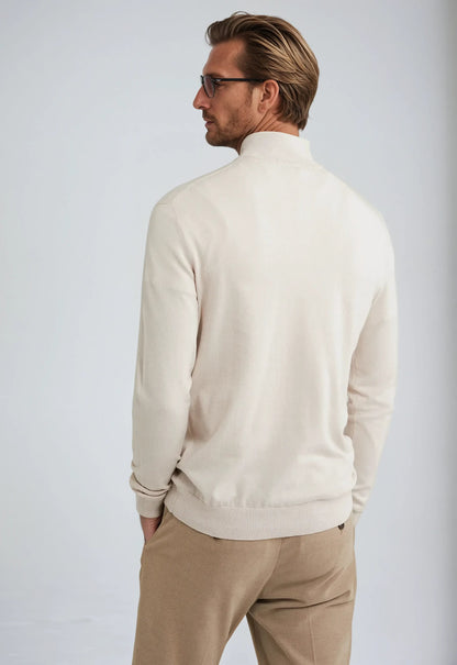 Beige sweater med halv lynlås