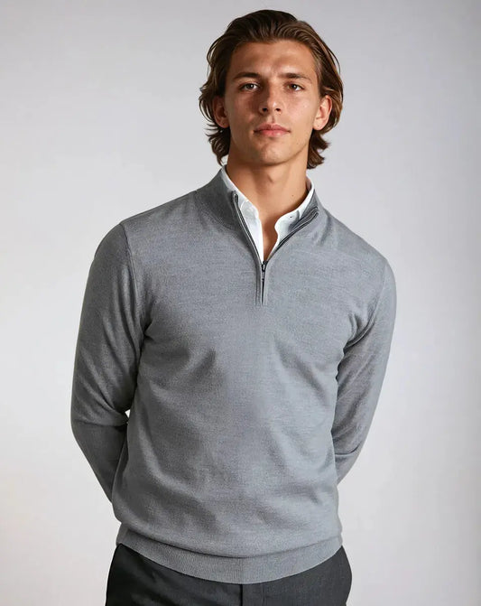 Mørkegrå sweater med halv lynlås