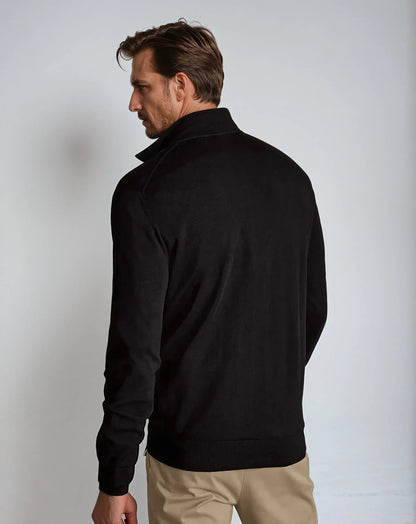 Sort sweater med halv lynlås