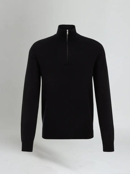 Sort sweater med halv lynlås