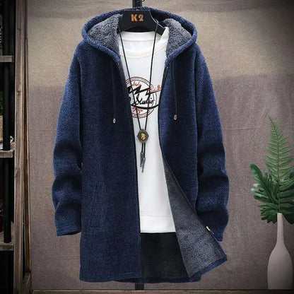 Strikket cardigan med hætte