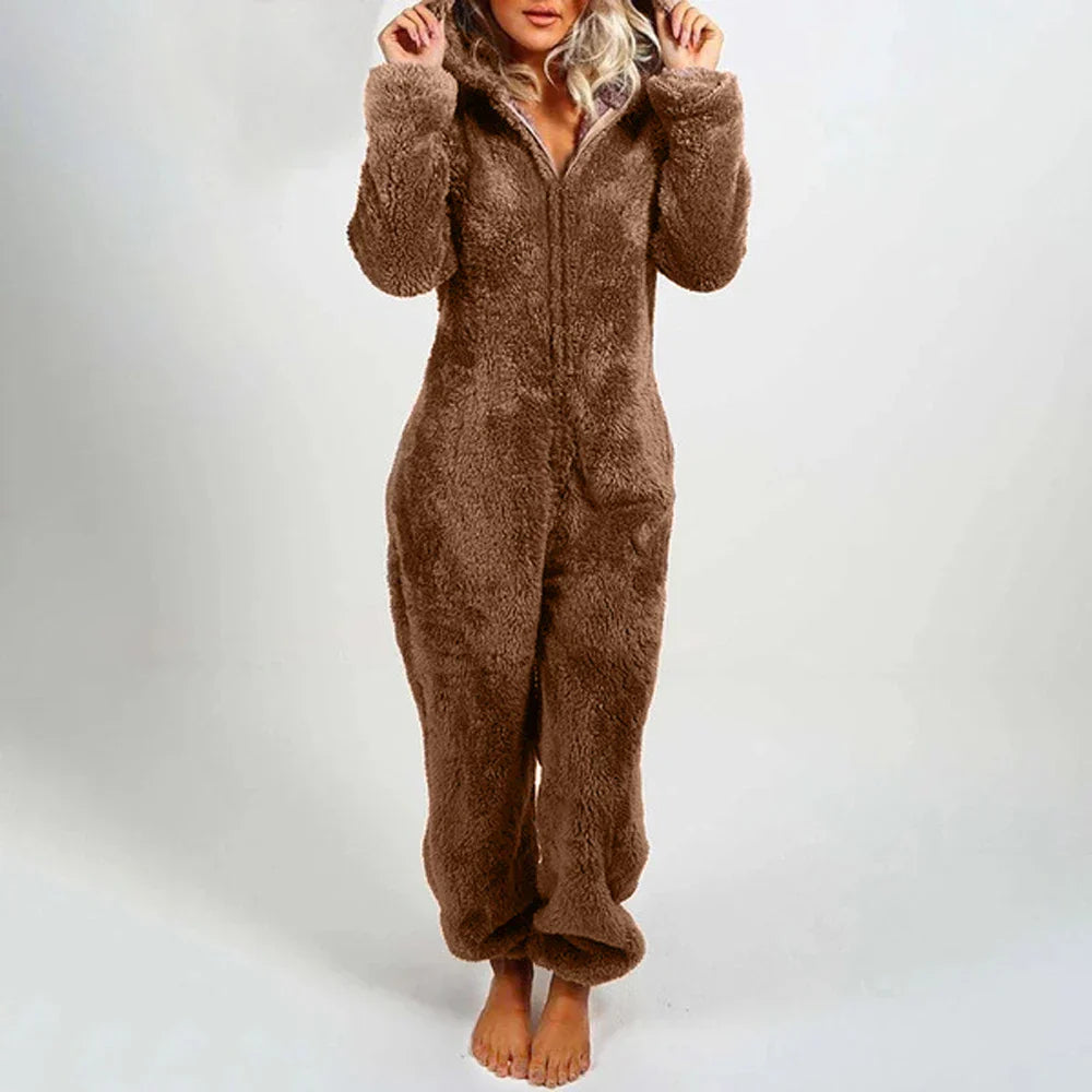 Legesyg bamse-jumpsuit til kvinder