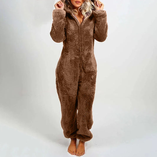 Legesyg bamse-jumpsuit til kvinder