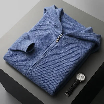 Cashmere hættetrøje med lynlås til mænd