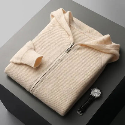 Cashmere hættetrøje med lynlås til mænd
