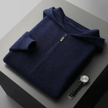 Cashmere hættetrøje med lynlås til mænd