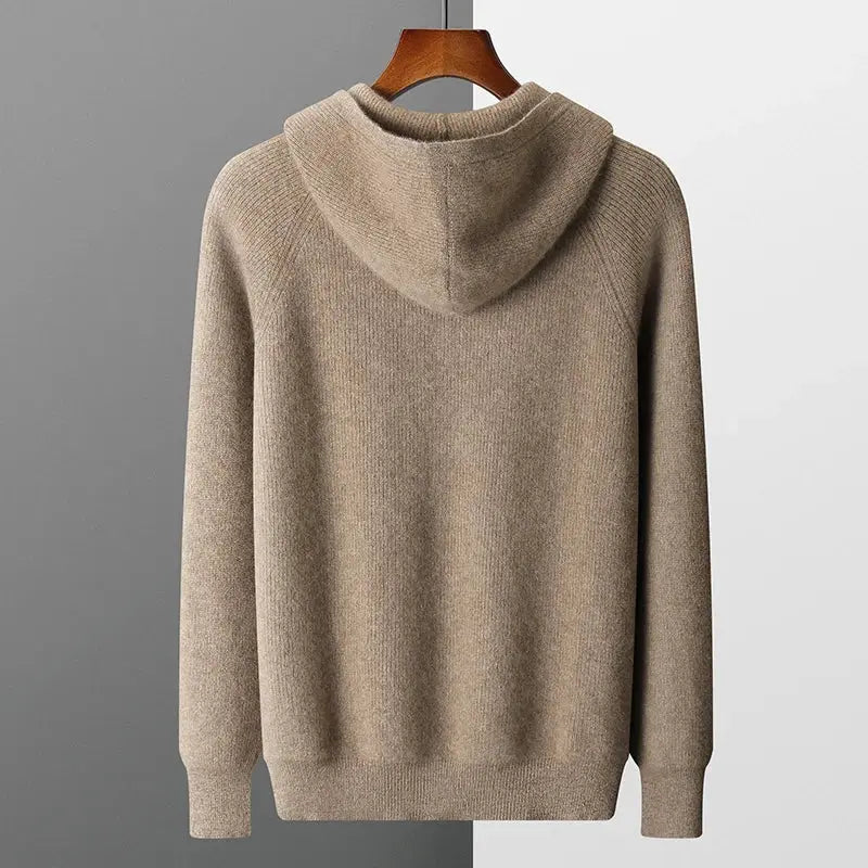 Cashmere hættetrøje med lynlås til mænd