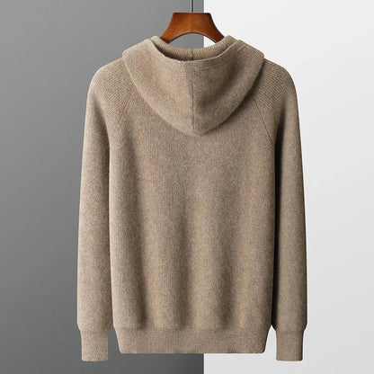 Cashmere hættetrøje med lynlås til mænd