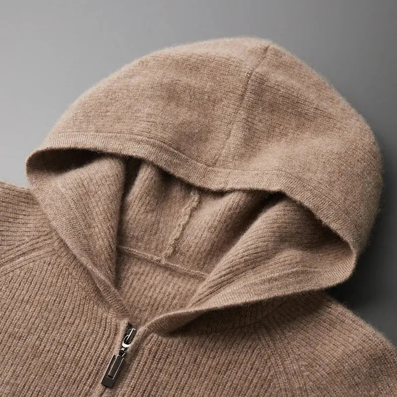 Cashmere hættetrøje med lynlås til mænd
