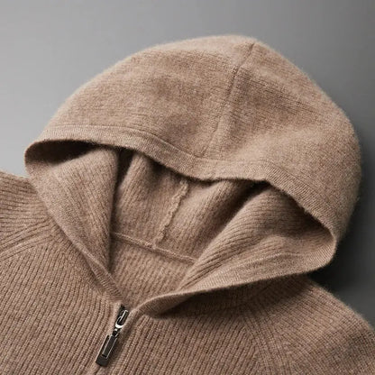 Cashmere hættetrøje med lynlås til mænd