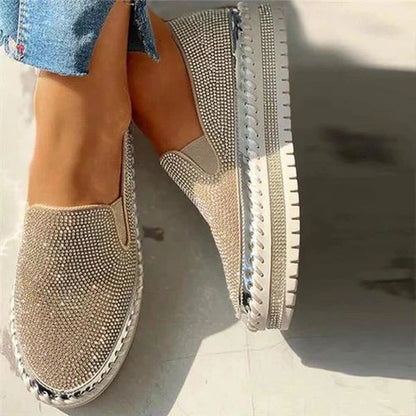 Flade glitter-sneakers til kvinder
