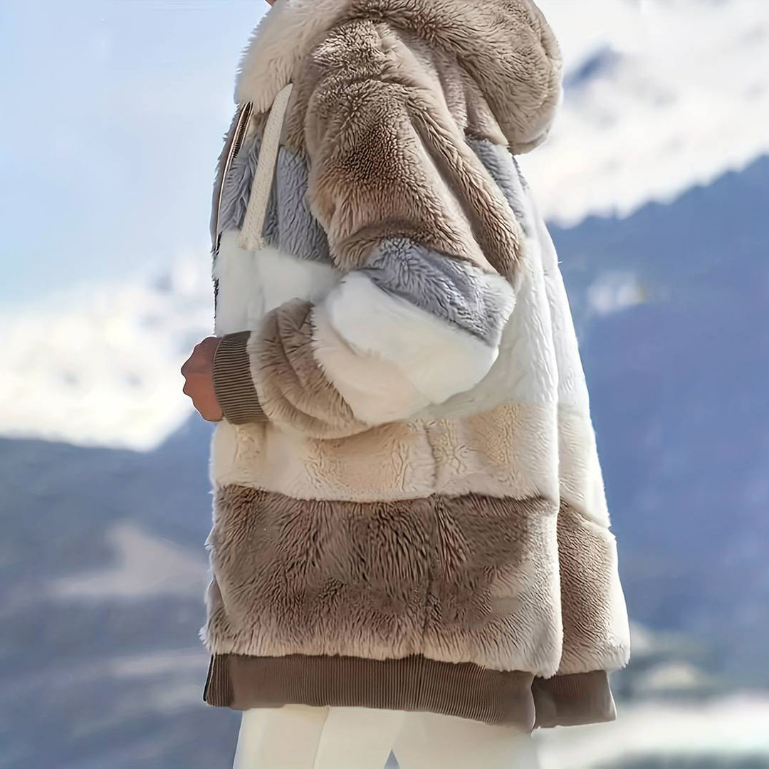 Plus Size tykke hættetrøjer i imiteret pels til kvinder