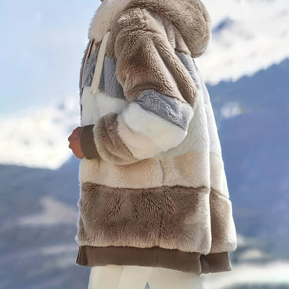 Plus Size tykke hættetrøjer i imiteret pels til kvinder