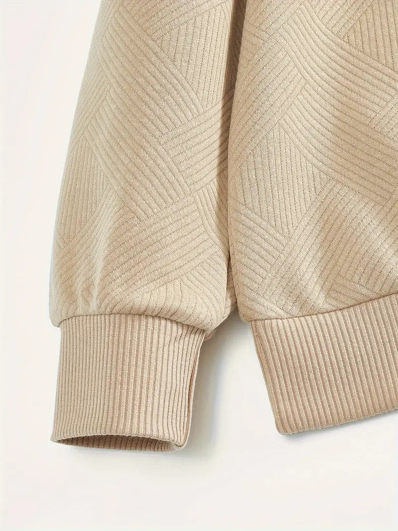 Halv lynlåstrøje med krave og geometrisk design til mænd | Perfekt til efterår/vinter