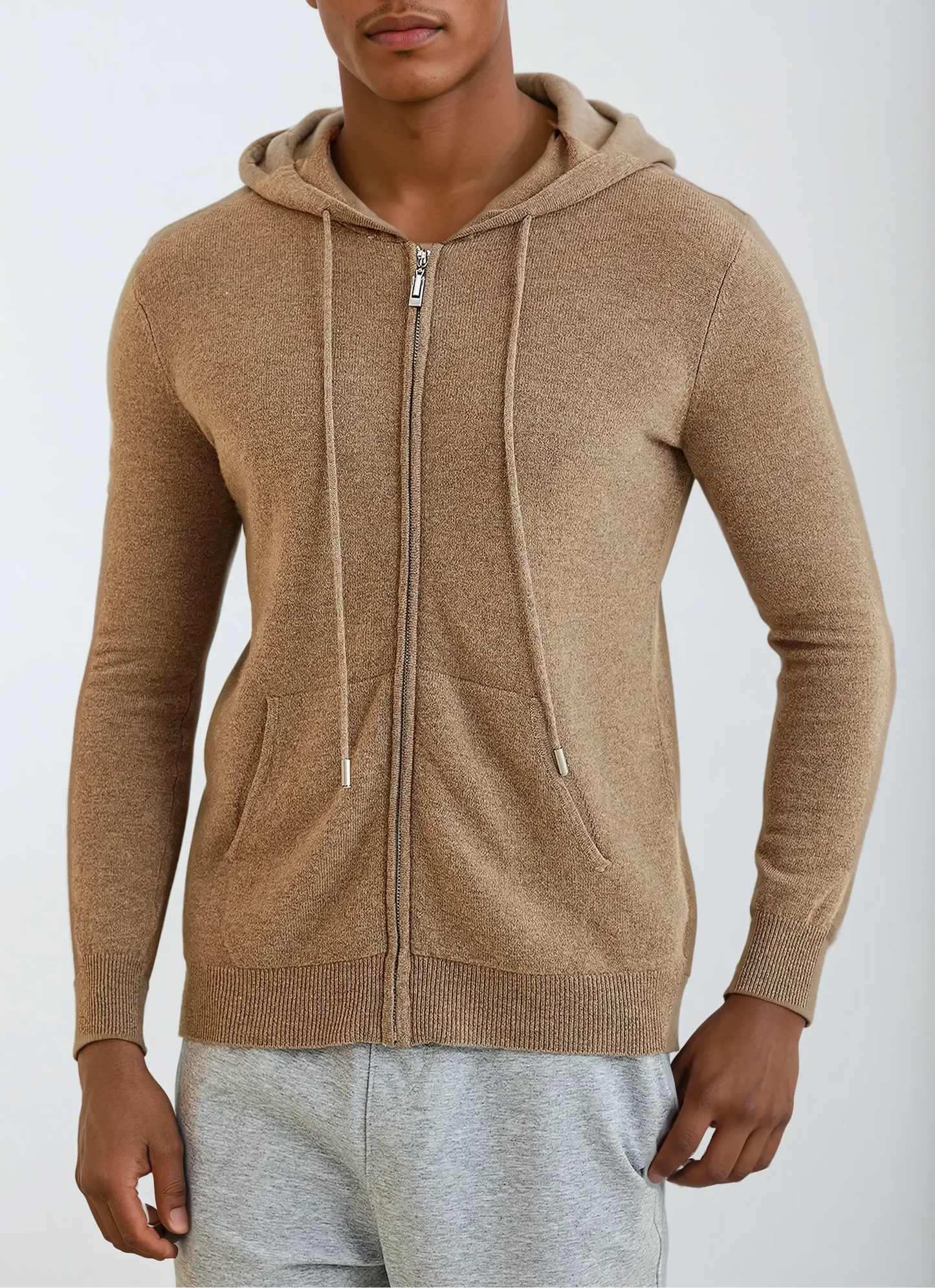Essential Cashmere Khaki hættetrøje