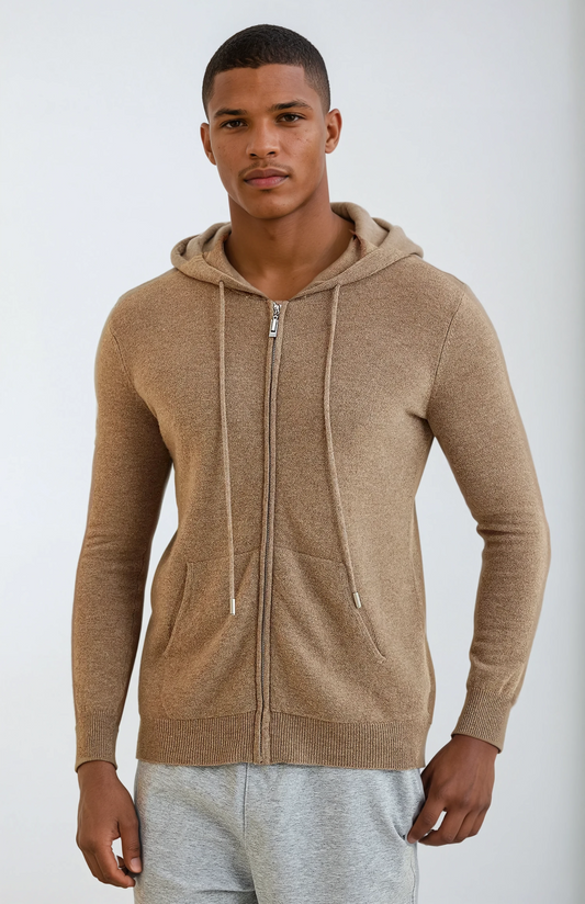 Essential Cashmere Khaki hættetrøje