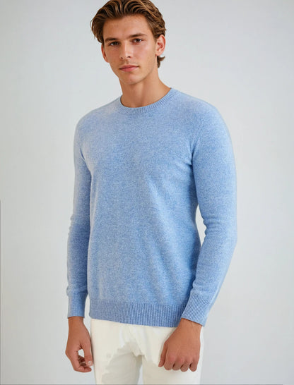Lyseblå signatur-sweater i kashmir
