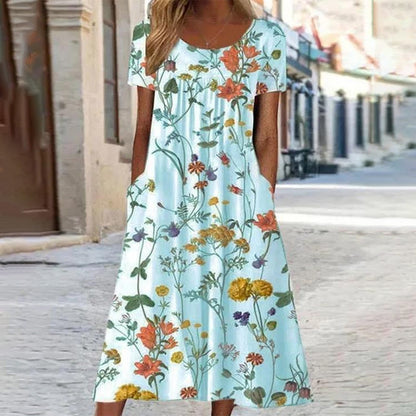 Afslappet blomstret kjole