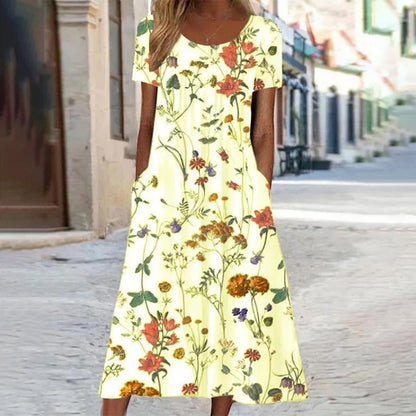 Afslappet blomstret kjole