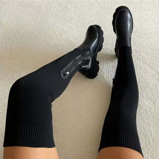 Elegante overknee-støvler med lynlåslukning til kvinder