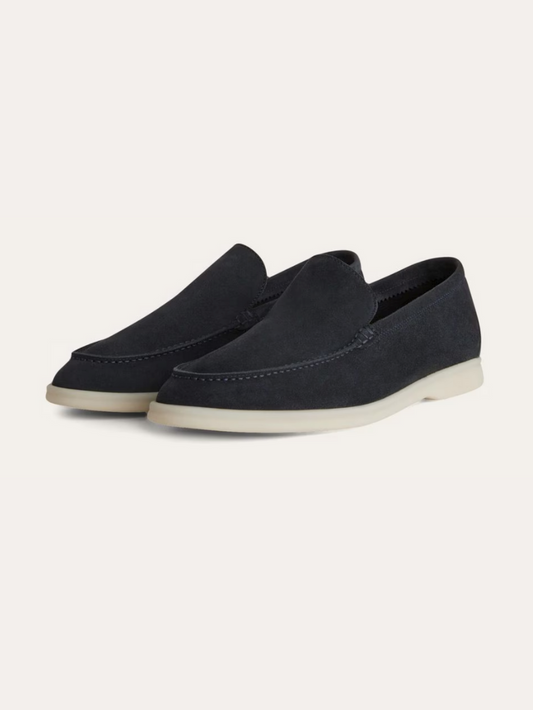 Raffinerede Marineblå loafers i ruskind