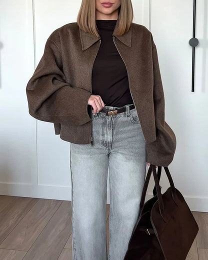 Oversized brun damefrakke | Klassisk overfrakke til varme og komfort