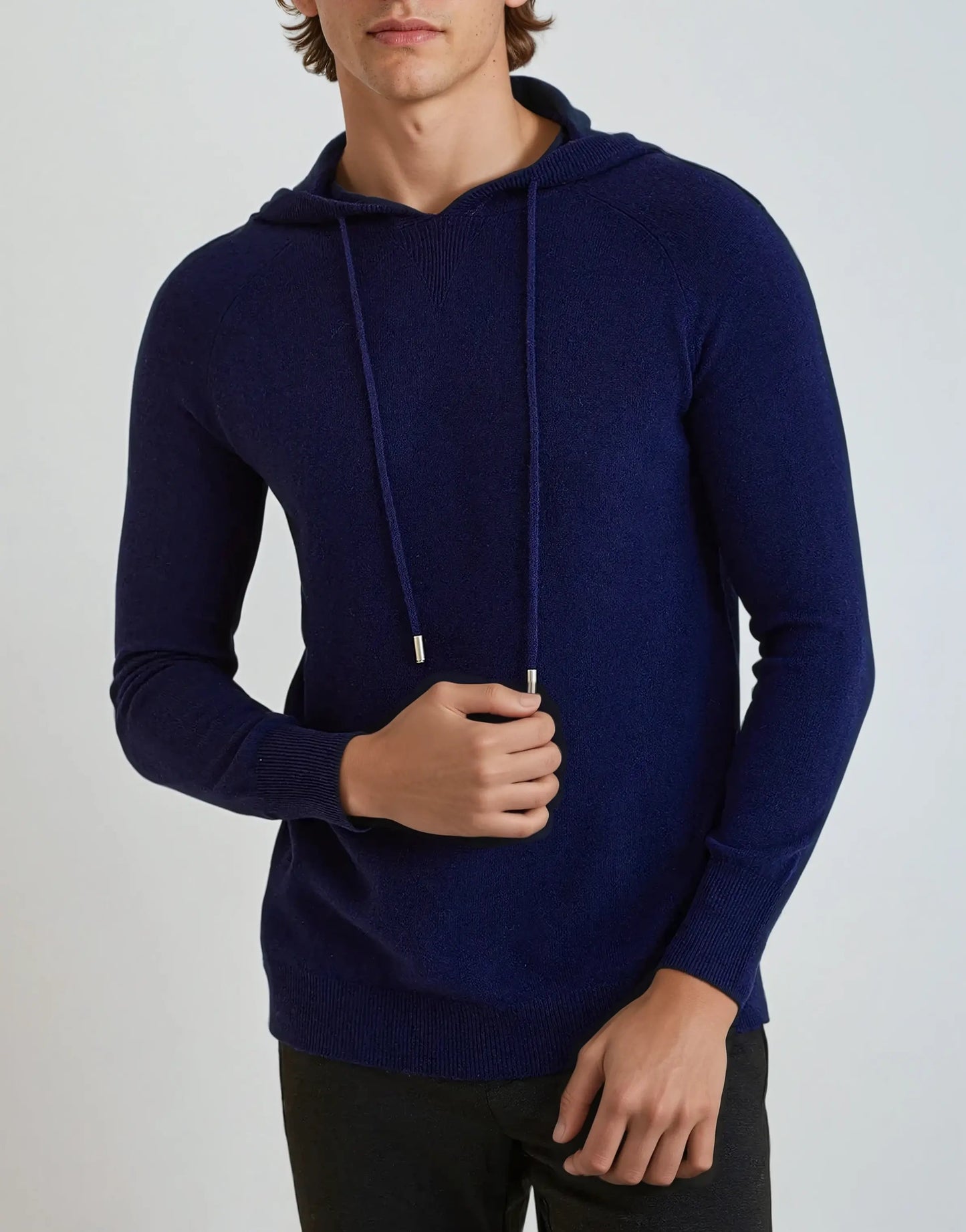 Essential Cashmere Marineblå hættetrøje
