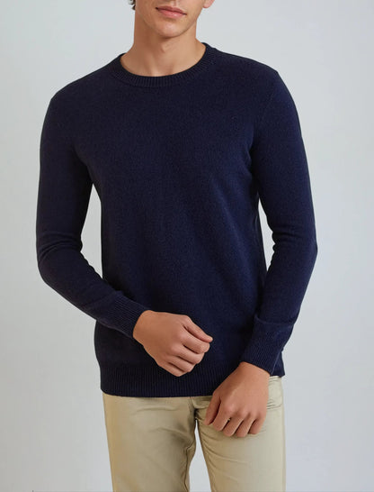 Marineblå signatur-sweater i kashmir
