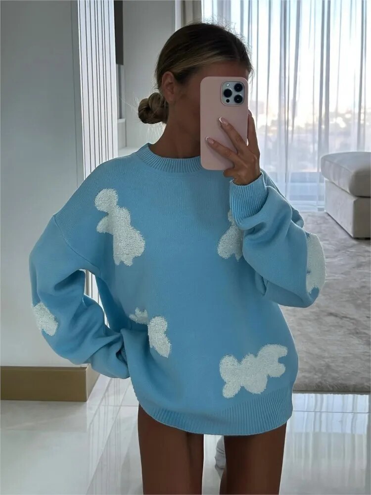 Langærmet sweater med hjerteprint
