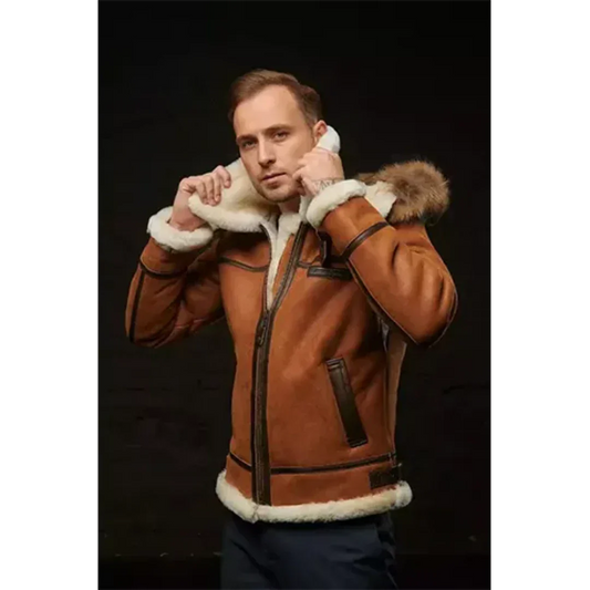 Brun tyk læderjakke