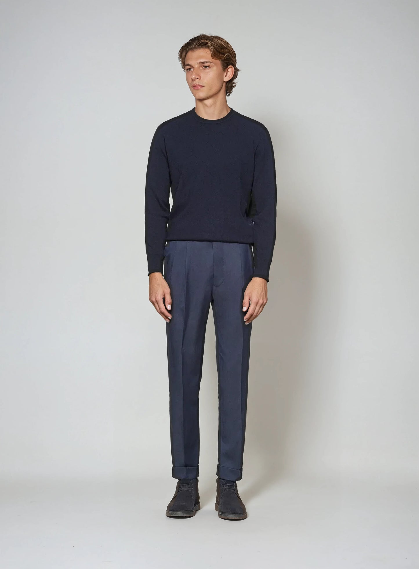 Blå sweater i premium uld