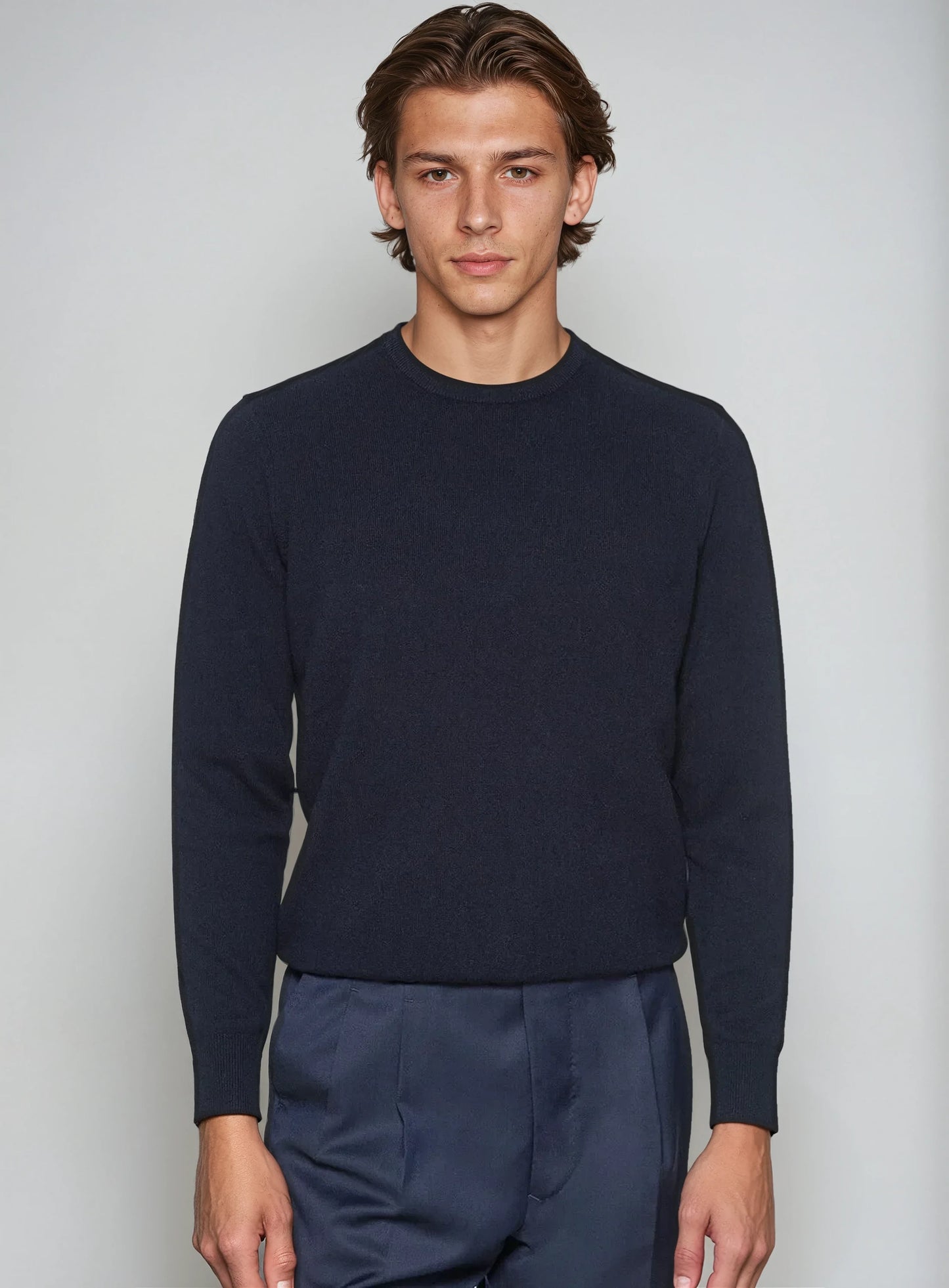 Blå sweater i premium uld