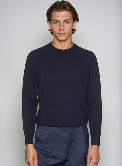 Blå sweater i premium uld