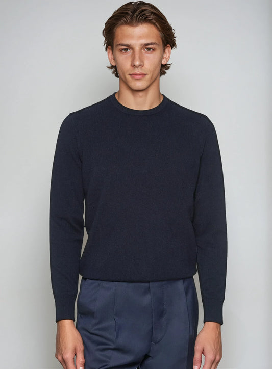 Blå sweater i premium uld
