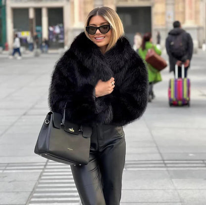 Fashion Faux Fur Turn Down Frakke