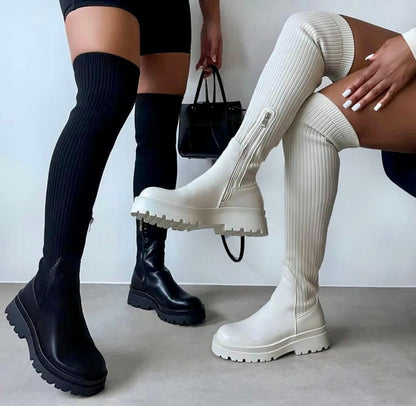 Elegante overknee-støvler med lynlåslukning til kvinder