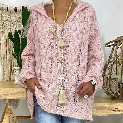 Strikket sweater med dyb V-hals og twist