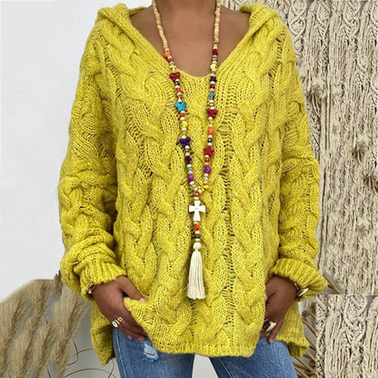 Strikket sweater med dyb V-hals og twist