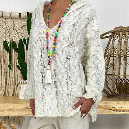 Strikket sweater med dyb V-hals og twist