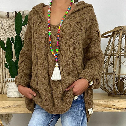 Strikket sweater med dyb V-hals og twist